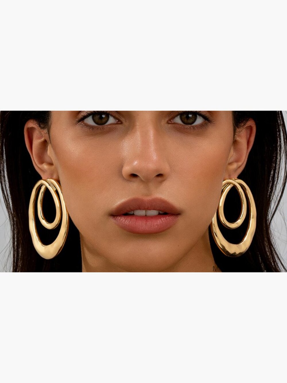 Gold Chunky Geometric Dangle Earrings for Women Large Round Statement Drop - Picture 7 of 7